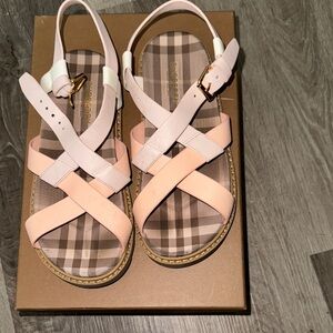 Burberry Pink and White Sandals